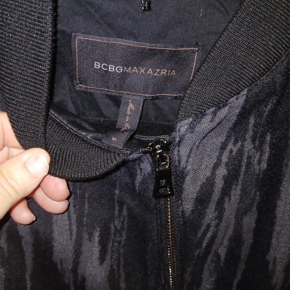 Womens Black Patterned Bomber Jacket - image 5